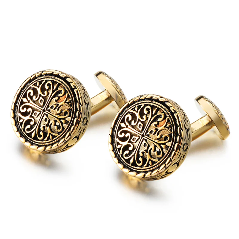 Золотые винтажные запонки JIN&ampJU для свадьбы мужские манжетные пуговицы роскошные ювелирные изделия Spinki Do Mankietów Gemelos Para Hombre Camisa.