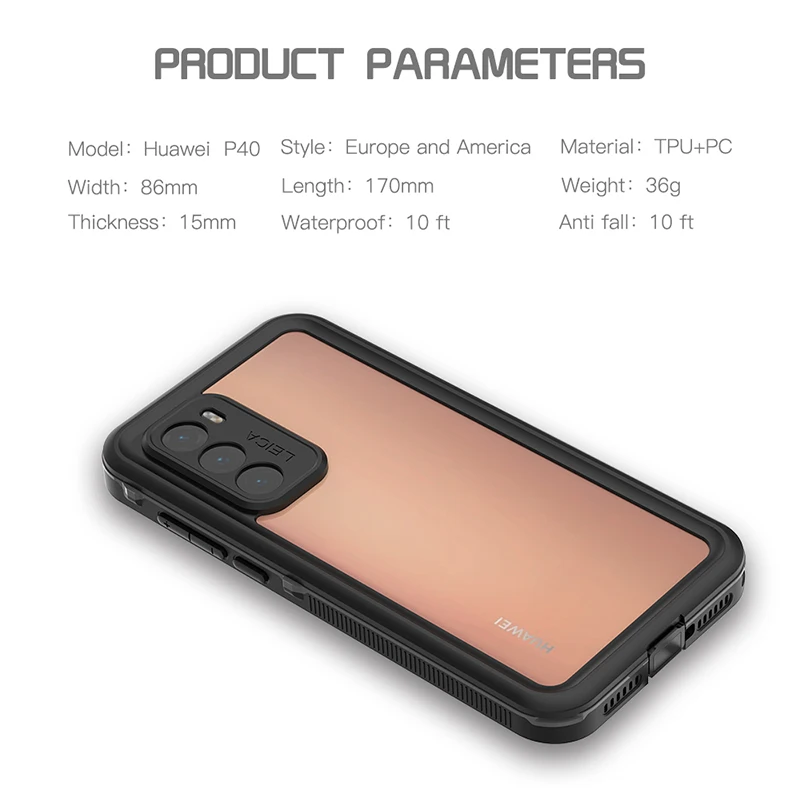 Чехол для Huawei P40 Pro ударопрочный IP68 Водонепроницаемый чехол P40Pro пылезащитные