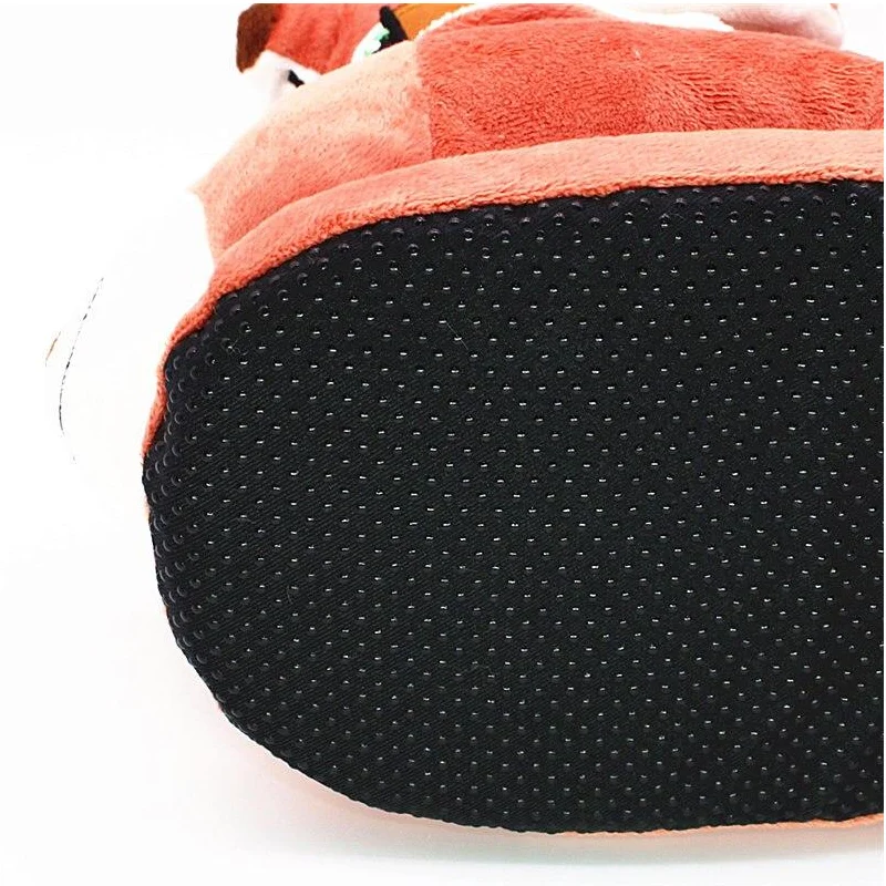 Тапочки унисекс зимние теплые с рисунком лисы круглым носком |