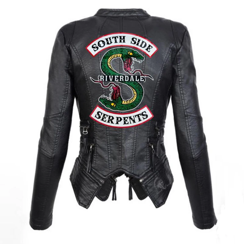 2021 autumn woman motorcycle jacket PU leather fashion outdoor viper print irregular lapel zipper jacket street leather jacket