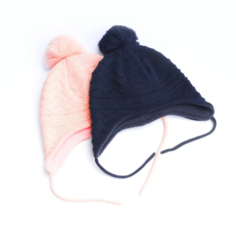 

Autumn Winter Warm Cute Hair Ball Baby Hat Infant Ear Protection Knitted Beanie XXFE
