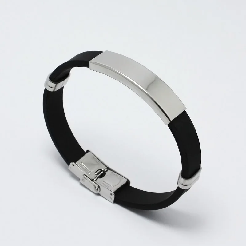 Wonlife серебряный браслет из титановой нержавеющей стали черный силиконовый для