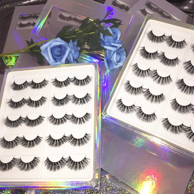 

wholesale paper eyelash packaging box 10 pairs lash boxes packaging custom own logo for 10mm-25mm mink eyelashes case bulk