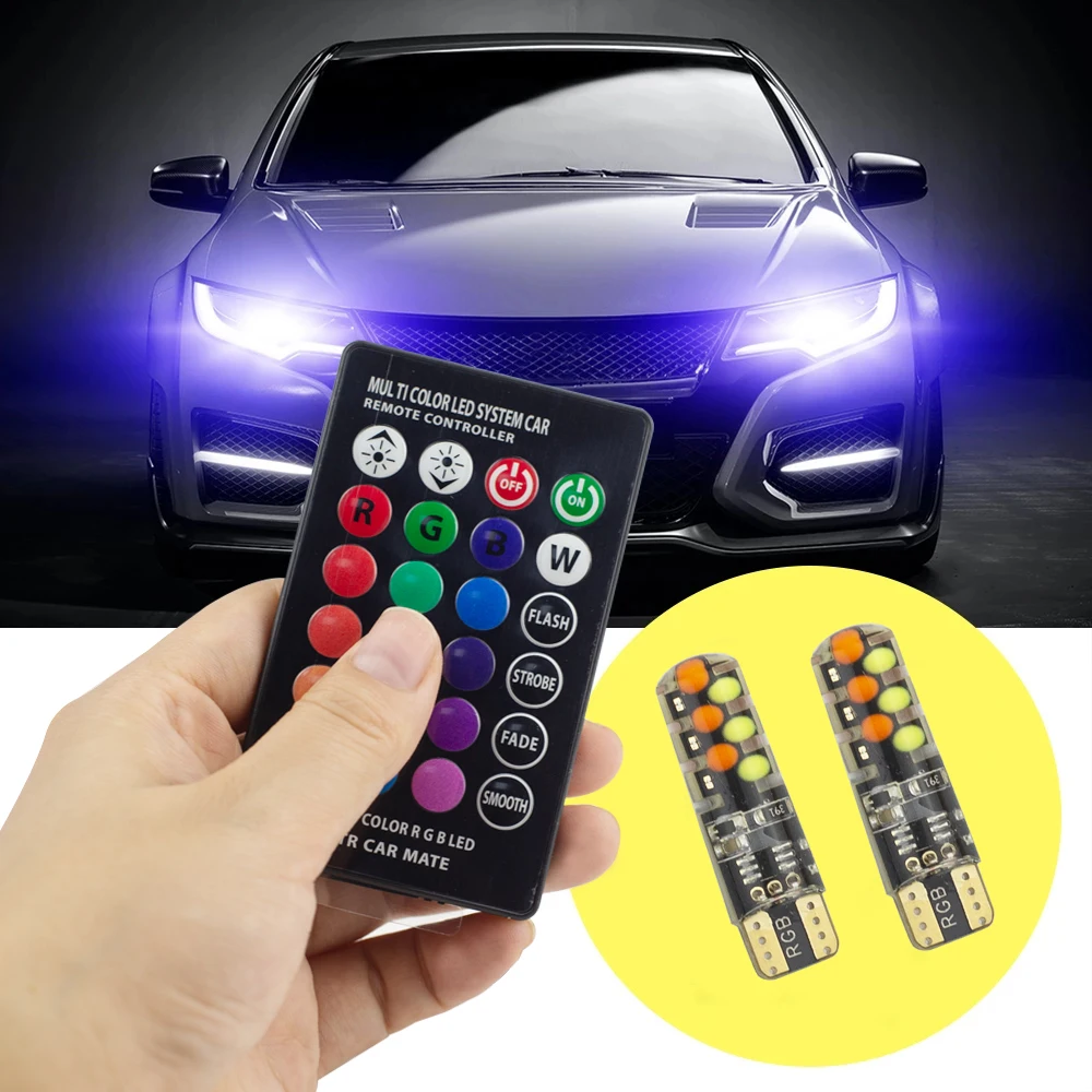 

2 шт., автомобисветильник Светодиодные лампы 18 SMD RGB T10 194 168 W5W