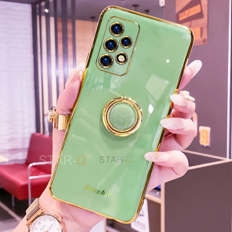 luxury plating mirror phone case for samsung galaxy a72 a52 a32 4g 5g a53 galaxi a 72 52 32 2021 soft silicone camera full cover free global shipping