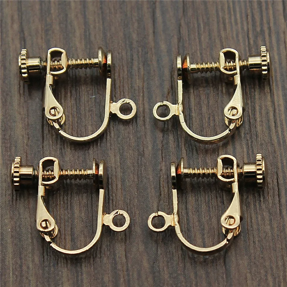 

4pcs Ear Clip Connector Copper Material Rotate Screws Earring Finding Connector DIY Jewelry Craft Accessories