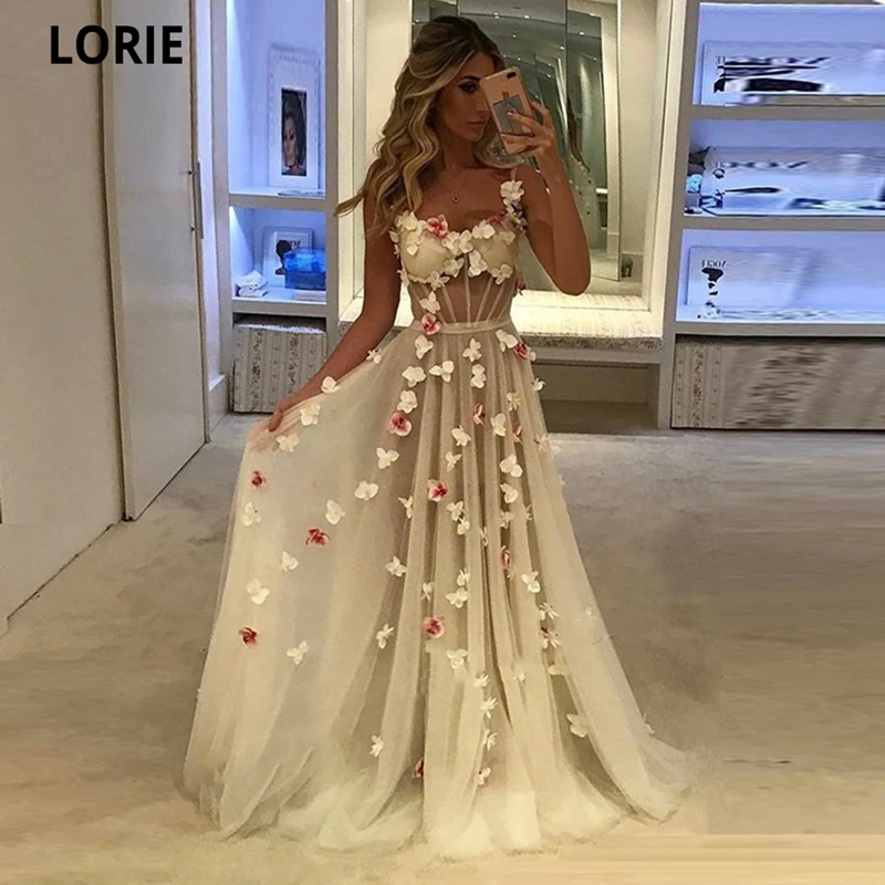 Vestido elegante de baile, maxi alças espaguete, flores, tule artesanal, vestidos formais para festa de menina, formatura (0)