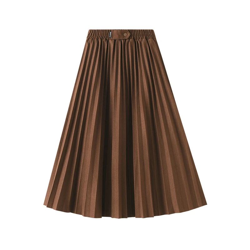 

Зимняя плотная Теплая юбка, женские плиссированные юбки с высокой эластичной талией Y2K, осень 2021, винтажная длинная юбка цвета хаки, модная п...