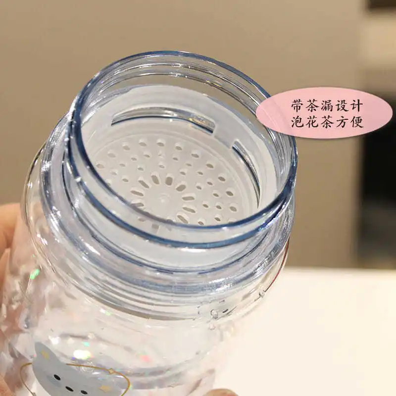 

Net red double plastic ins water cup Korean version lovely anti falling and anti scalding high value girl friend handy cup