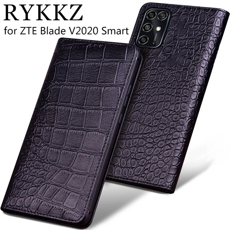 

Роскошный чехол из натуральной воловьей кожи для Blade V2020 Smart V2021 20 Pro, Магнитный флип-чехол