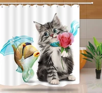 cat shower curtain fabric funny pets lover waterproof upgrade polyester fabric bath curtains for bathroom with 12 hooks 72 x