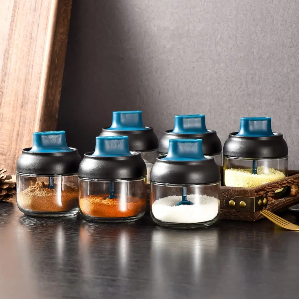 280ml Kitchen Glass Spice Jars With Lid Salt Pepper Shakers Herbs Soy Sauce Oil Bottle Seasoning Tool with Label Paper - купить по