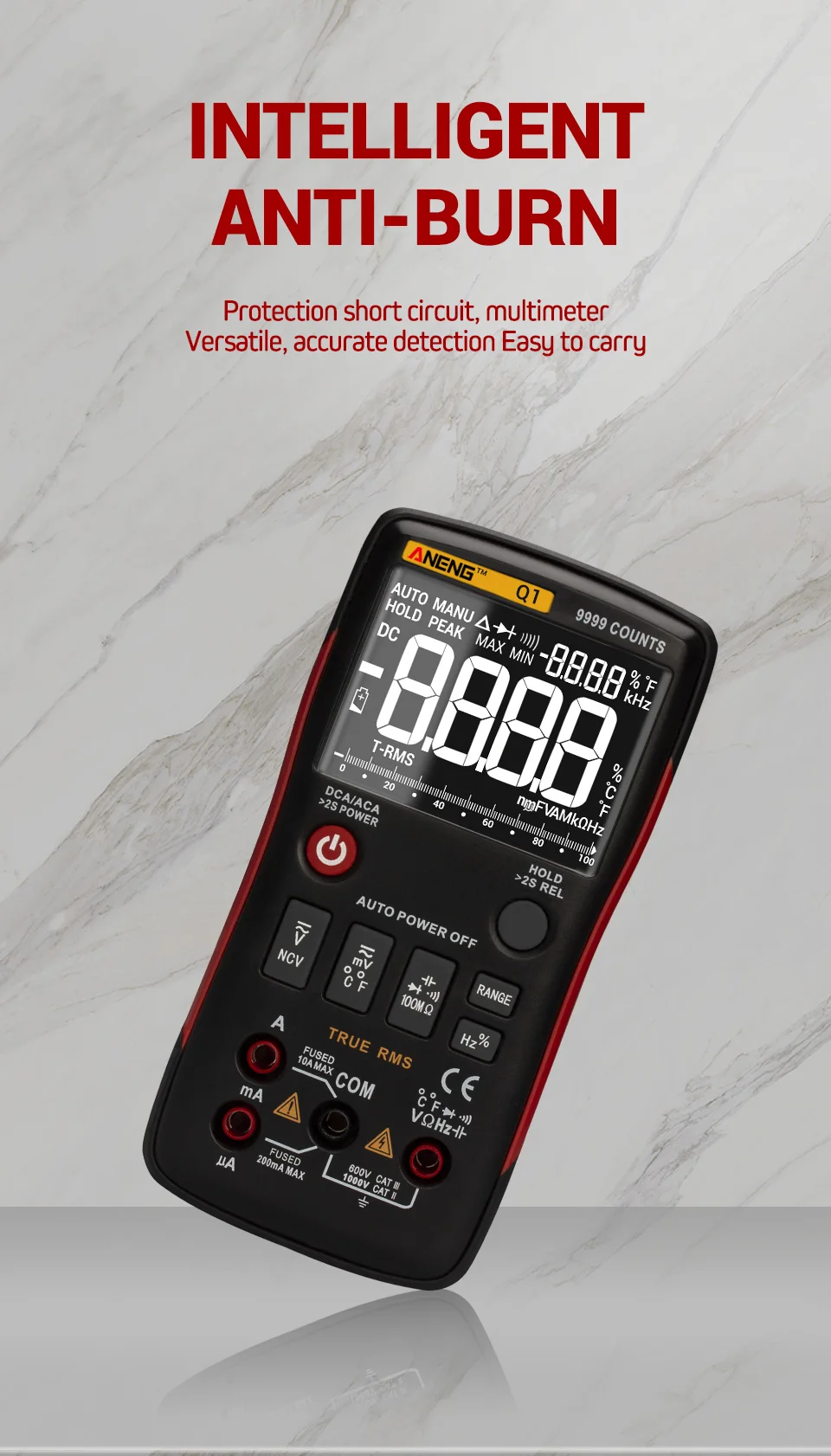 ANENG Q1 мультиметр тестер 9999 мультиметр цифровой rm409 esr meter digital multimeter транзистор тестер указатель напряжения конденсаторов tester мультиметры мультиметр с термопарой dc dc analog multimeter