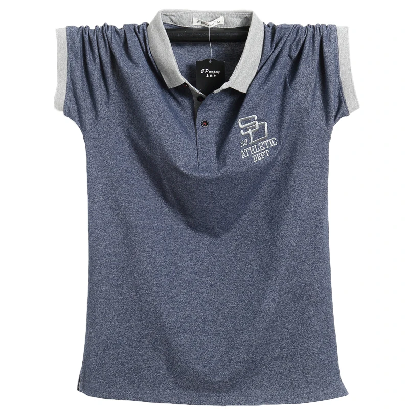 Рубашка поло мужская однотонная хлопок короткий рукав Повседневная деловая 6XL