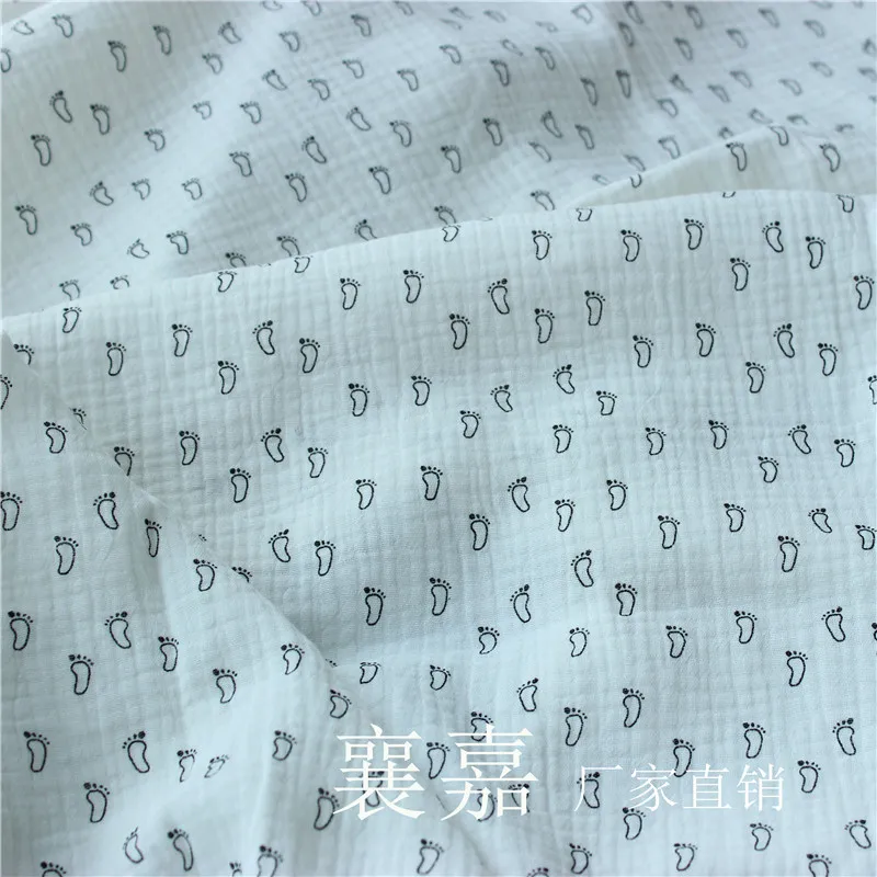 100% хлопок двухслойная марлевая ткань с принтом креп текстурная со складками x