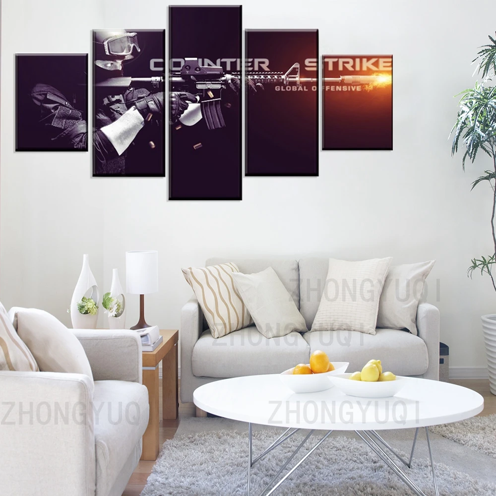 Модульный плакат глобальная аварийная игра Counter-Strike 5 шт. настенное искусство