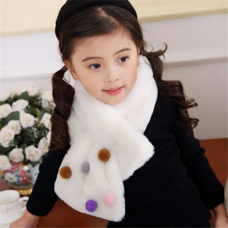 Brand Children Cute Velvet Colorful Pom Bow Keep Warm Wraps Baby Scarf Scarves Fashion 2020 Newborn Kids Boys Girls | Детская одежда и