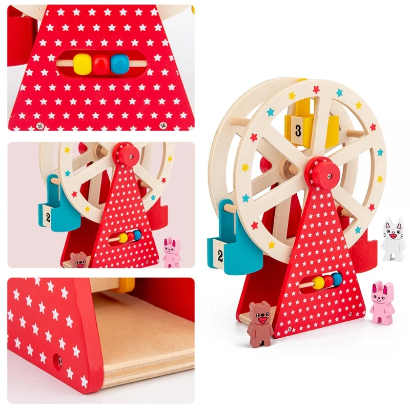 

C5AF Wooden Carnival DIY Toy with 3 Animal Characters/DIY Model Kit 3D Wooden Puzzle for Boys Girls