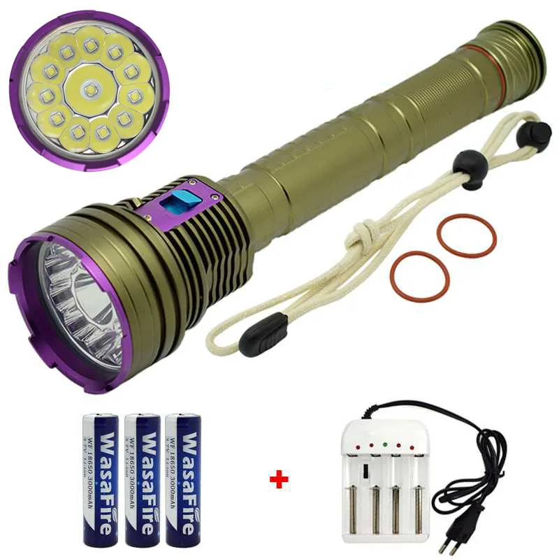 Профессиональный подводный 100 м светодиодный фонарь для дайвинга 12x L2 светильник