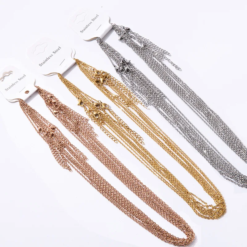 

10 pcs 50cm Stainless Steel O Shape Chain Necklace 18K Gold Plated With Lobster Clasps DIy Jewelry Findings Making Accessories