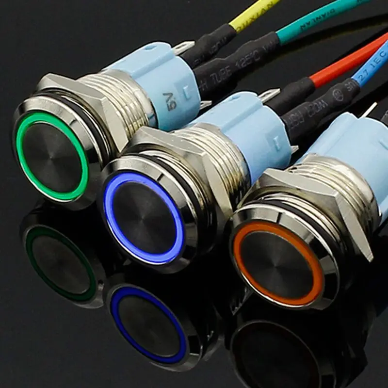 16 мм синий серый свет Лидер продаж автомобильный металлический светодиодный