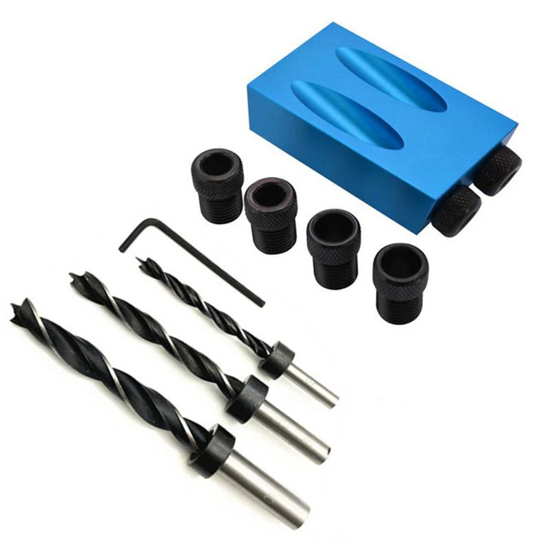 

14Pcs 15 Angle Woodworking Guide Positioner Kit 6/8/10mm Oblique Hole Locator Positioner Drilling Bits Jig Clamp Woodworking Kit