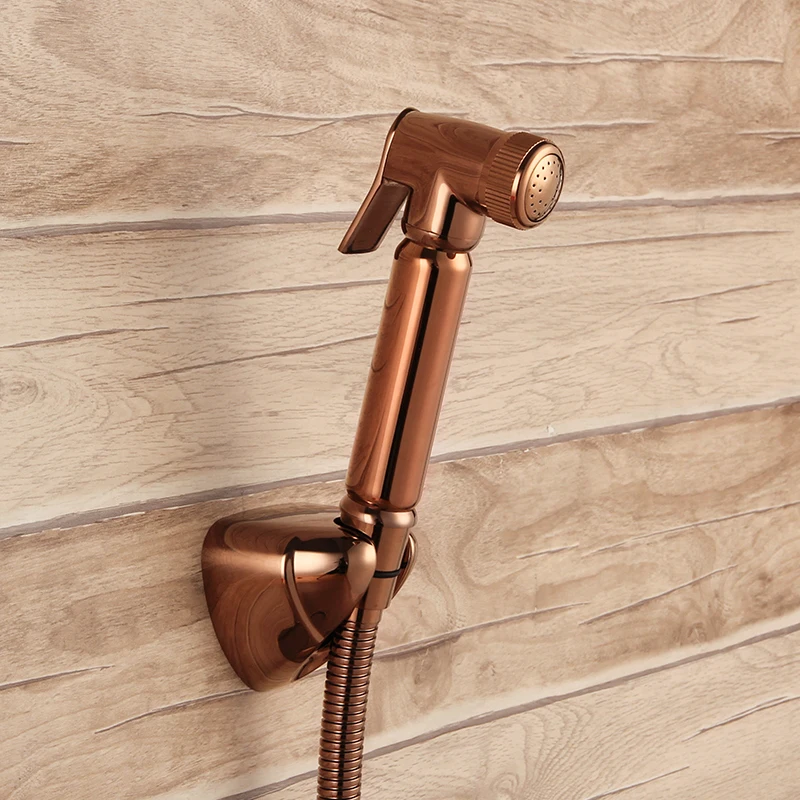 

Luxury Rose gold Brass bathroom toilet shower spray copper shower head nozzle jet set 1.5m hose holder