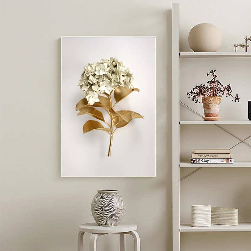 

Nordic Modern Golden Flower Pictures Canvas Wall Art Poster and Print for Living Room Bedroom Decoration Paintings Home Decor
