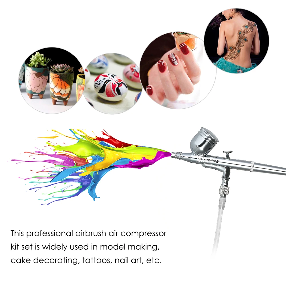 

KKmoon Mini Dual Action Airbrush Air Set Gravity Feed Air Brush for Tattoo Manicure Craft Cake Spraying100-250V