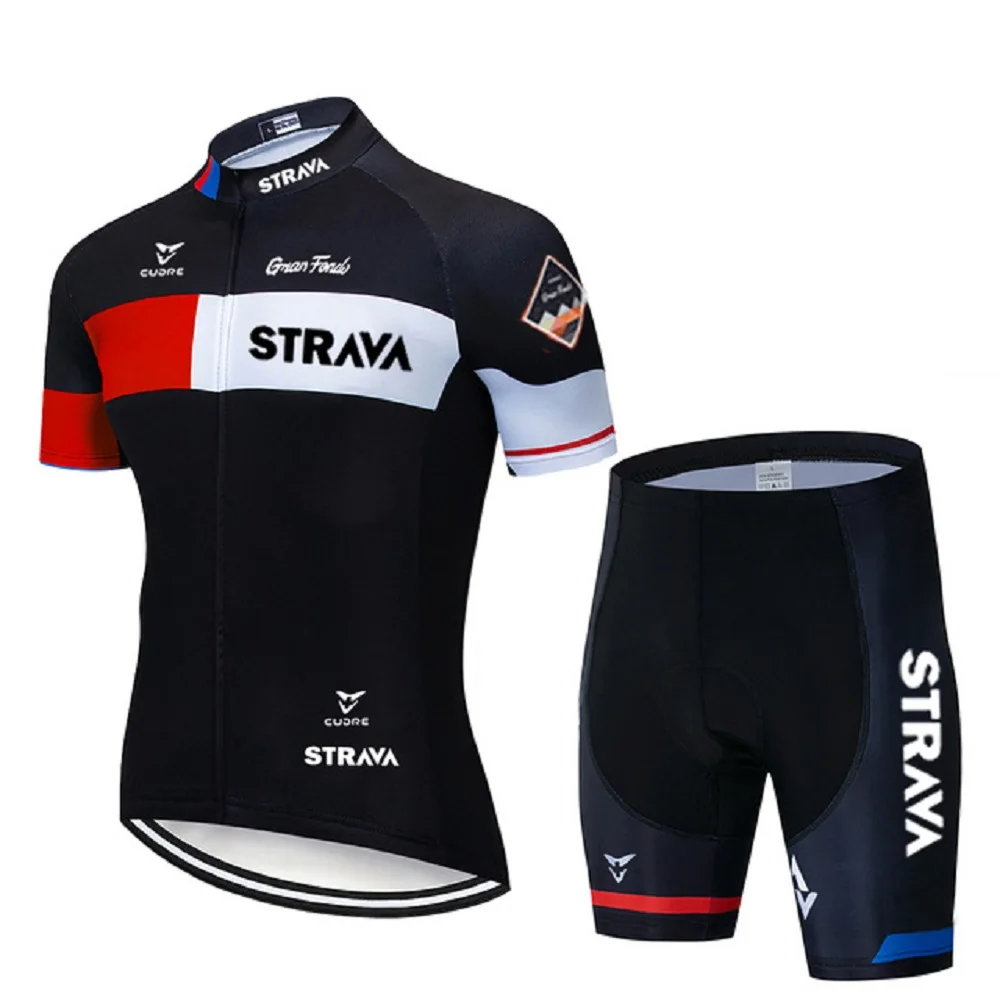 

2021 Summer STRAVA Cycling Jersey Set Maillot Ciclismo Short Sleeve and Cycling bib Shorts Cycle Jerseys Ciclismo Bicicletas