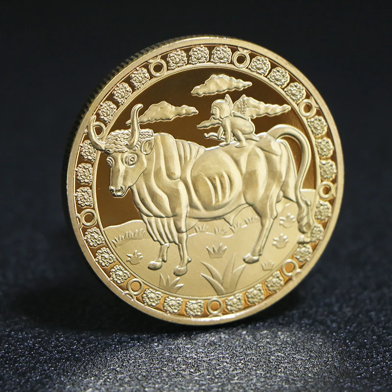 Очень красивая созвездия Зодиака телец Золотая монета Элизабет II Майя солнце бог