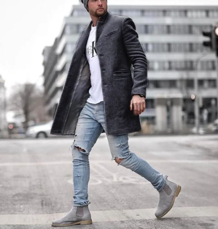 

Winter Jackets Men Wool Coat Warm Long Sleeve Male Trench Long Men Outerwear Button Overcoat Coats Warm Streetwear Parkas