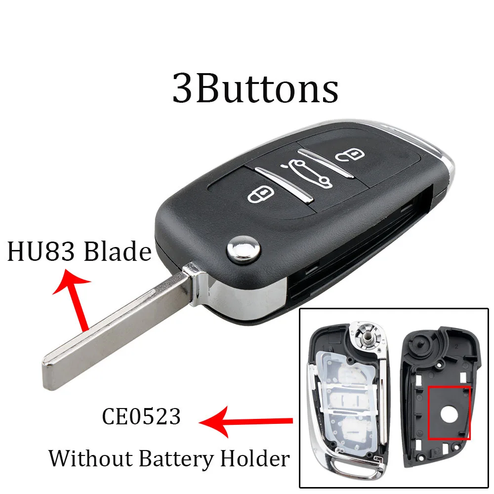 BHKEY VA2/HU83 2/3B Ce0523 модифицированный флип-пульт дистанционного ключа автомобиля оболочки для Citroen Coupe VTR C2 C4 C5 C6 C8 Berlingo Xsara Picasso - Количество кнопок: HU83 3Button CE0523