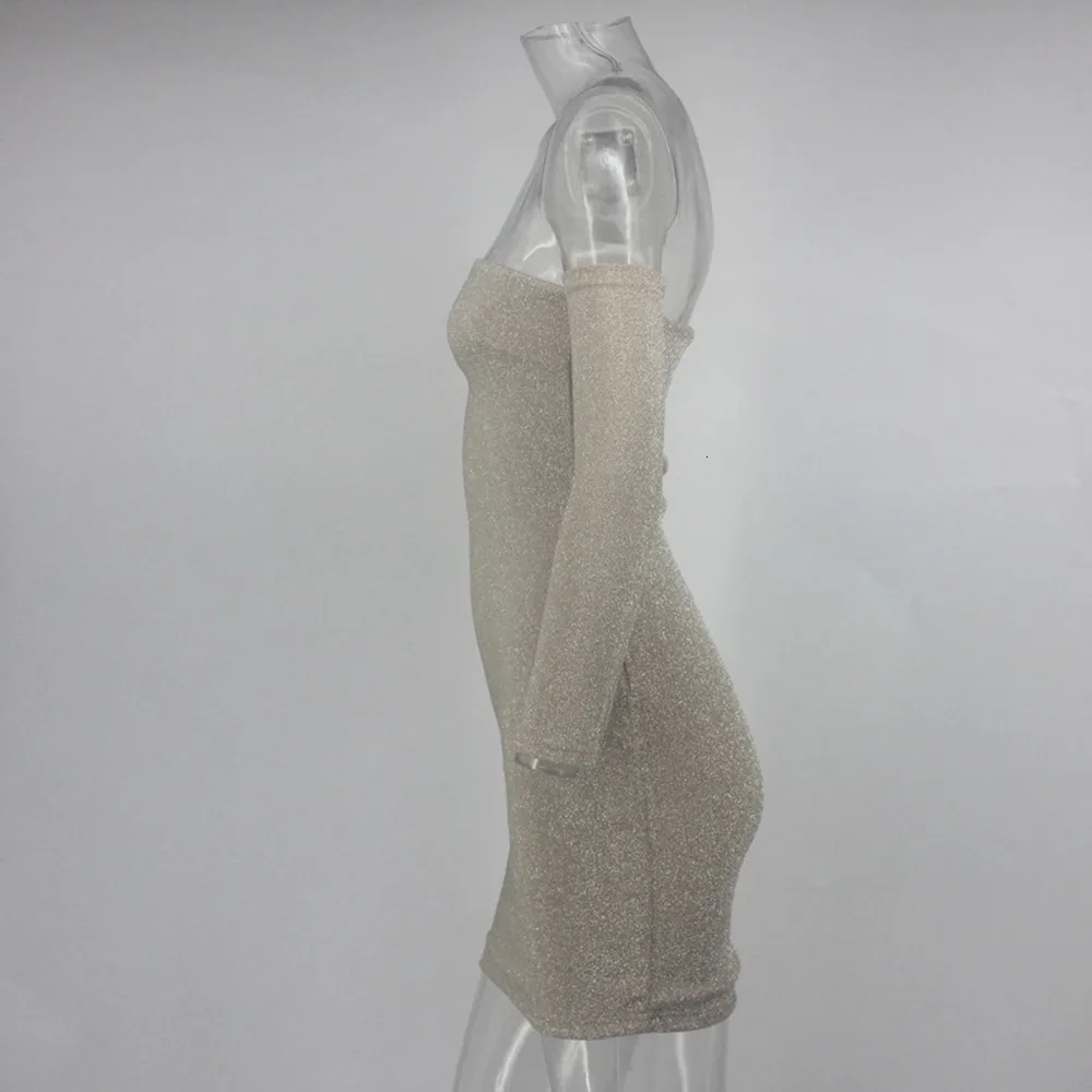 Tobinoone Slash neck bodycon mini dress Long sleeve one piece sexy dress Female autumn winter elegant party club night dress