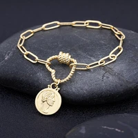 dropshipping gold color copper link bracelet cool rock style new arrival chain jewelry wholesale for women men best party gift