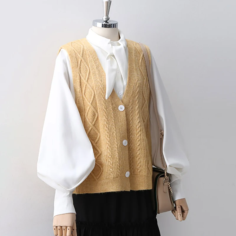 Женский жилет с v-образным вырезом осень 2019 свитер Повседневный свободный без