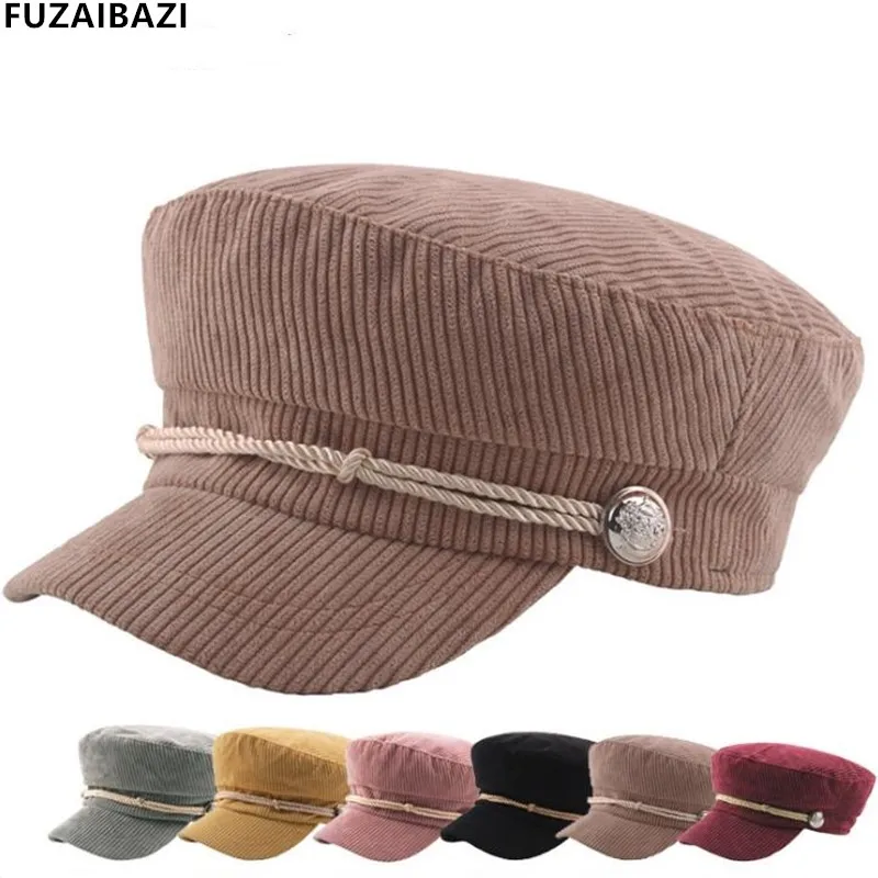 FUZAIBAZI Новые осенне зимние военные шапки для женщин Модные Винтажные Украшения