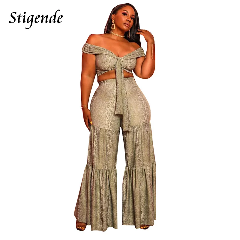 Stigende летние леопардовые две детали с принтом комплект для женщин открытыми