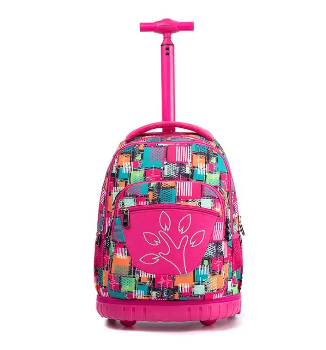 Школьный рюкзак на колесиках для девочек-подростков, детские дорожные сумки-тележки на колесиках