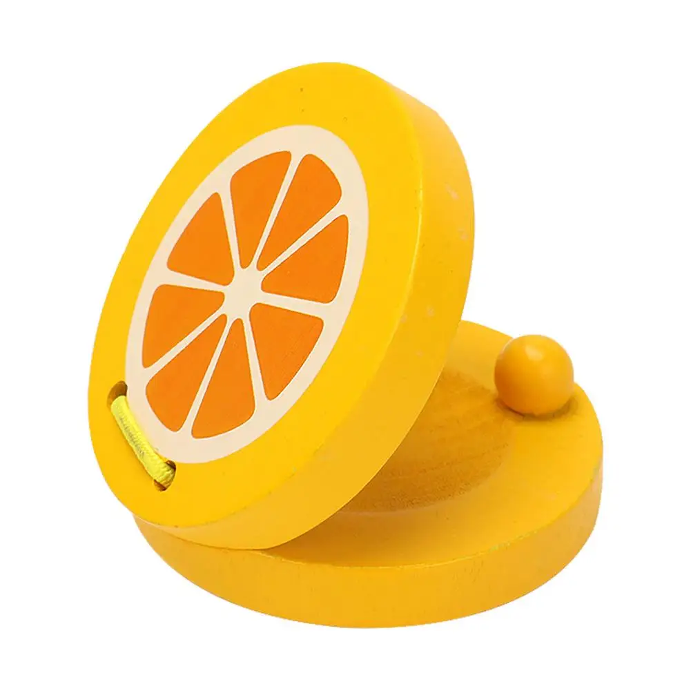 

Baby Wooden Clapper Percussion Infant Handle Music Clapping Castanet For Kids Children Musical Toy Cartoon Fruit Shapes