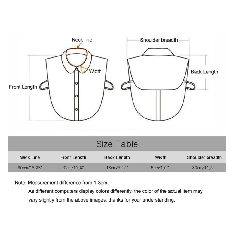 

Women Handmade Beading Turquoise Lapel False Fake Collar Button Detachable Black Half Shirt Decorative Jewelry Dickey