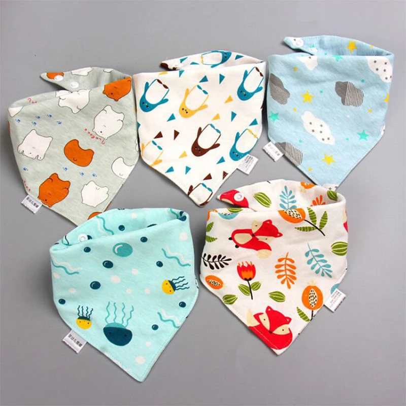 

5 Pcs/Pack Baby Feeding Bibs Infant Scarf Towel Bandana Saliva Triangle Dribble