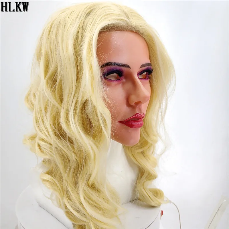 Мягкая силиконовая маска для лица сексуальной леди блонд Реалистичная женская