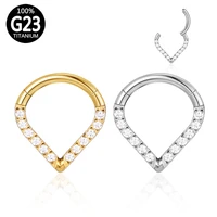 g23 titanium zircon septum hoop heart nose ring hinged segment nipple ear perforated tragus drip helix lip piercing body jewelry