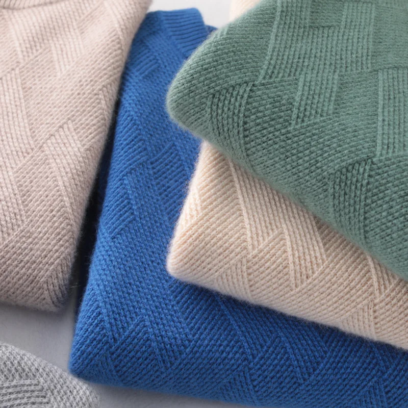 Autumn and winter new round neck cashmere sweater men's thick pullover sweater loose casual men's wool knitted bottoming shirt