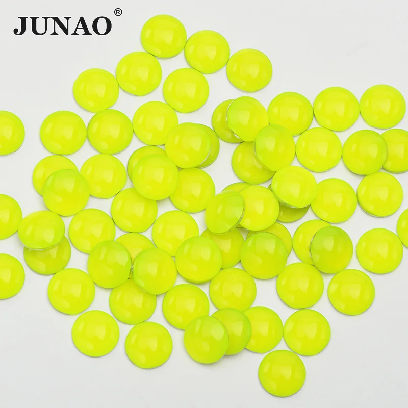 Neon Yellow JUNAO, 4 мм, 12 мм, неоновые, фиолетовые, плоские с оборота Стразы, круглые Стразы для ногтей, стразы, не швейные камни для рукоделия - Цвет: Neon Yellow