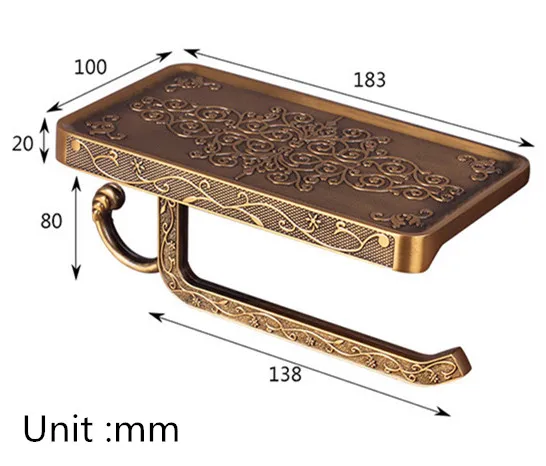 

Bathroom Antique Carved Paper Holder Wall Mounted Phone Shelf Modern Paper Towel Holder Bathroom Hardware