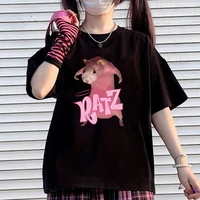cotton anime harajuku y2k short sleeve clothes ratz print women tshirts mouse funny kawaii oversized clothing tee tops t shirt