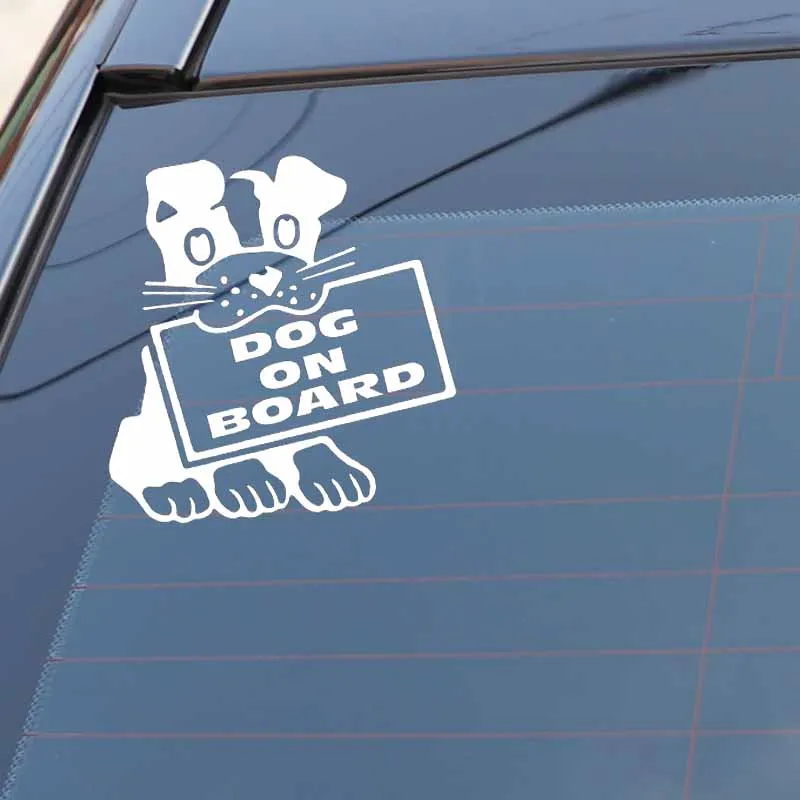 

YJZT 13.9X14.3CM Dog On Board Cartoon Car Sticker Decor Vinyl Decal Puppy Pet Love Black/Silver C24-1183