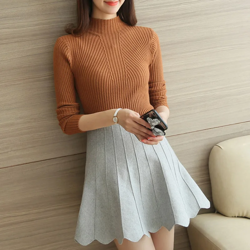 NORMOV Autumn Winter Turtleneck Sweater Women 2019 Solid Knitted Pullovers Long Sleeve Femme Casual 5 Color | Женская одежда